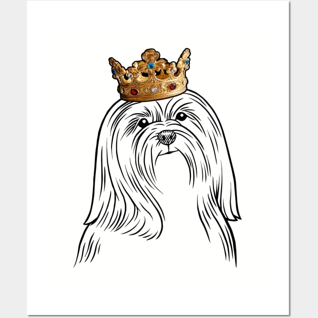 Lhasa Apso Dog King Queen Wearing Crown Wall Art by millersye